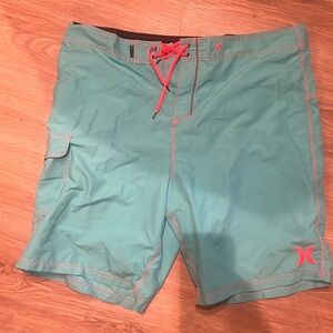 Hurley Board Shorts - blue with orange stitching